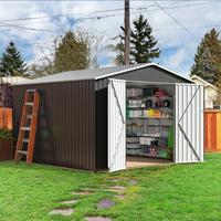 Outdoor Storage Shed - A Waterproof Metal Tool Shed featuring a Door and Ramp Plate, Ideal for Outdoor Use in Gardens, Backya...
