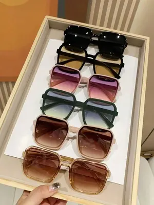 Unisex Simple Style Sunglasses, Trendy Casual Square Frame Sunglasses for Everyday Use, Modern Fashion Accessories for Outdoo...