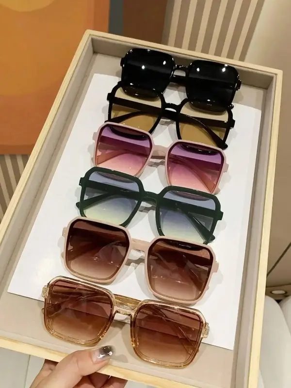 Unisex Simple Style Sunglasses, Trendy Casual Square Frame Sunglasses for Everyday Use, Modern Fashion Accessories for Outdoo...