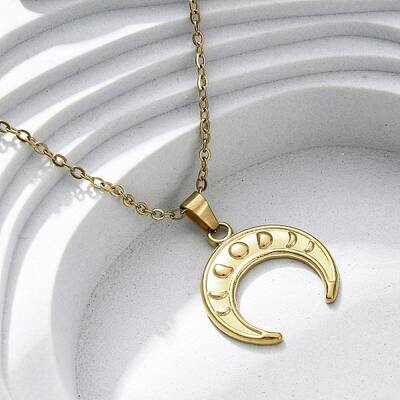 Double Horn 304 Stainless Steel Pendant Necklaces