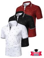 Men's Anchor Print Shortsleeve Polo Shirt, Regular Fit Casual Short Sleeve Collared Top for Summer, Fashion Men's Clothes for...