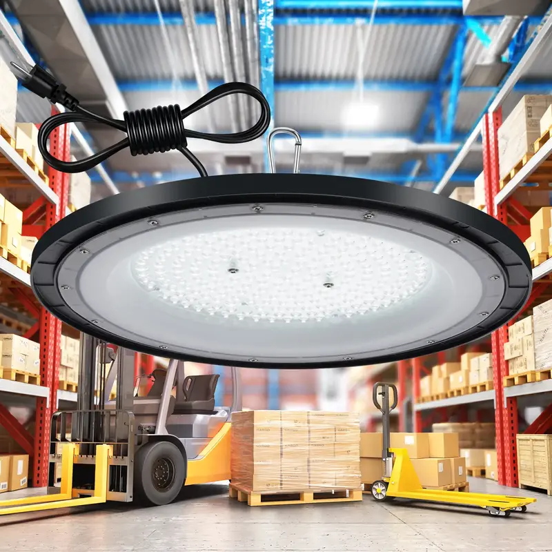 UFO LED High Bay Light 150W 21,000LM, 6000K Bright White High Bay Led Shop Light (Eqv.600W MH/HPS), Plug in Warehouse Worksho...