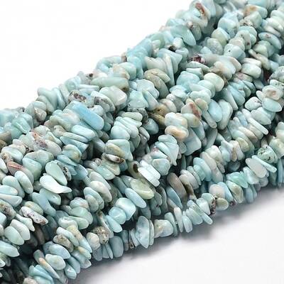 Natural Larimar Chip Beads Strands