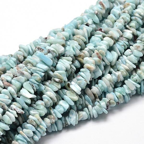 Natural Larimar Chip Beads Strands