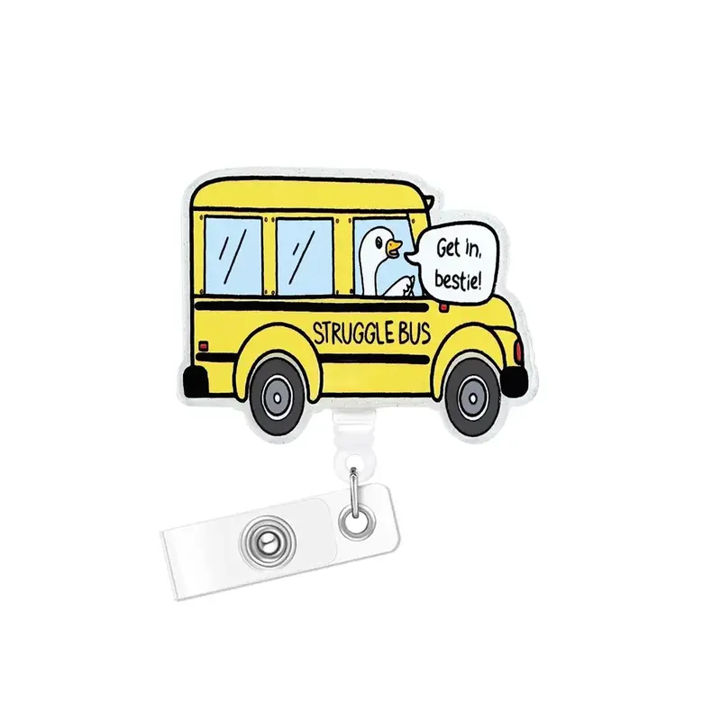 Acrylic Bus Design Badge Holder, 1 Count Creative Badge Reel, Identification Badges & Supplies for Nurse Doctor Student Worke...