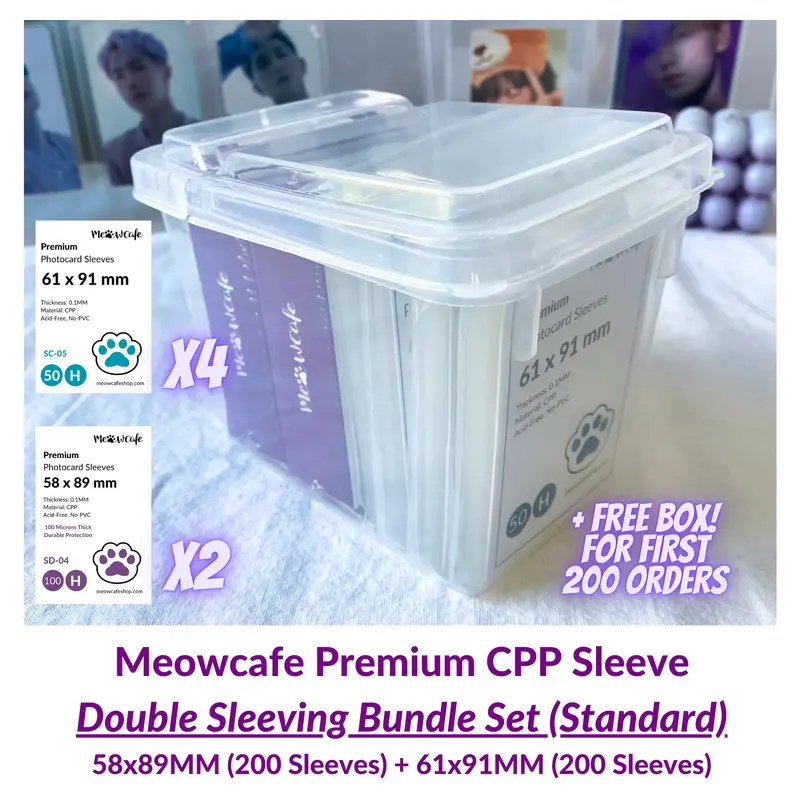 [Valued Bundle] Meowcafe Premium CPP Card Sleeve 400 Sleeves Double Sleeving Bundle Set of 200 * 58x89MM + 200 * 61x91MM Slee...