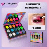 CITY COLOR Flawless Glitter Eyeshadow Palette – 15 Shimmer, Duo-Chrome & Glitter Shades | Long-Lasting, Blendable, Vegan & ...