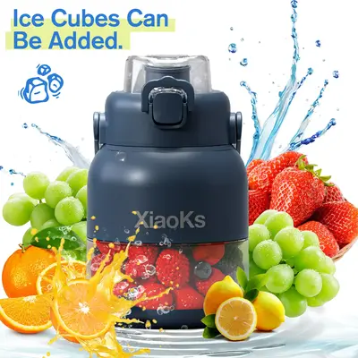 Portable blender, personal blender for shakes and smoothies, with 17 oz Cup,straw, two lids, rechargeable via Type-C USB, dis...