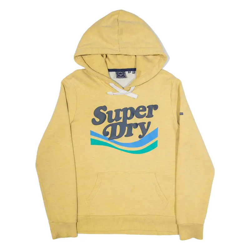 SUPERDRY Womens Yellow Hoodie UK 16