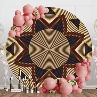 Brown Traditional Ethiopian Basket Round Backdrop - Aperturee