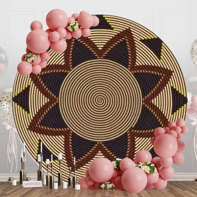 Brown Traditional Ethiopian Basket Round Backdrop - Aperturee