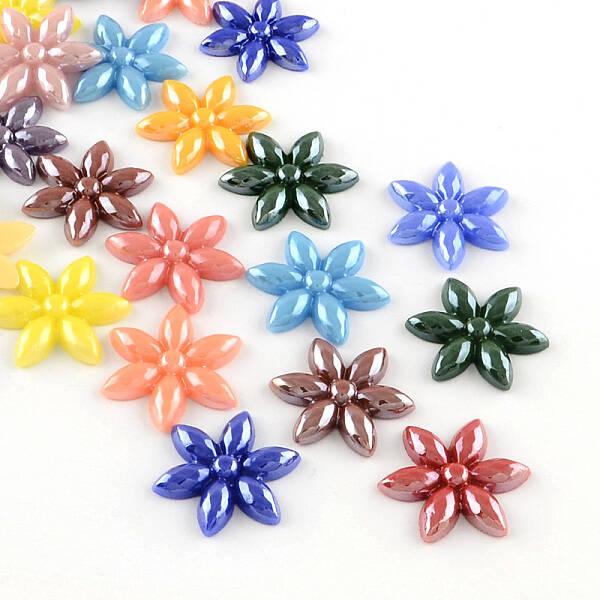 Pearlized Plated Opaque Glass Cabochons
