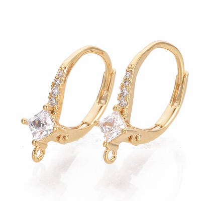 Brass Cubic Zirconia Leverback Earring Findings
