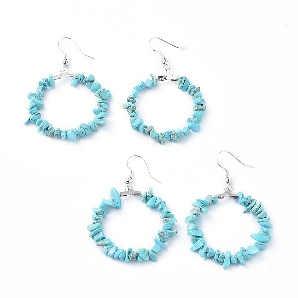 Synthetic Turquoise Dangle Earrings