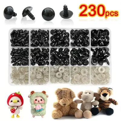 Craft Doll Eye & Teddy Bear Nose with Gasket Friendship Bracelet Kit, 1 Set Mixed Size Safety Eyes & Noses for DIY Craft, C...