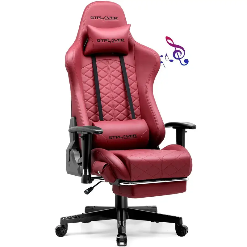 GTPLAYER Gaming Chair with Bluetooth Speakers, High Back Ergonomic Office Chair with Lumbar Support, Height Adjustable Game C...