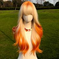 SMILCO/ 28Inch wig Orange Blonde Blonde |Body Wave With Bangs long Wig|SM2173