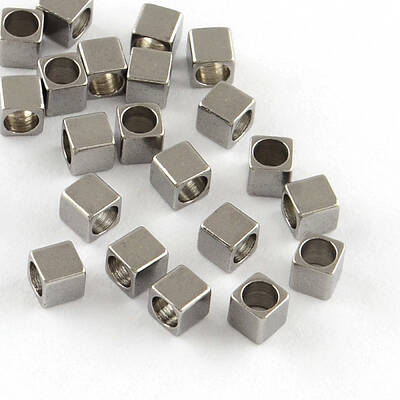 Tarnish Resistant 201 Stainless Steel Cube Spacer Beads