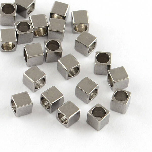 Tarnish Resistant 201 Stainless Steel Cube Spacer Beads