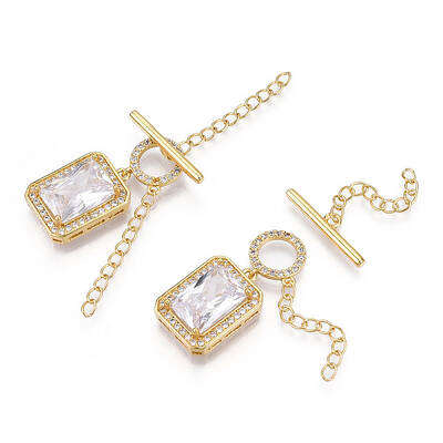 Brass Micro Pave Clear Cubic Zirconia Chain Extender