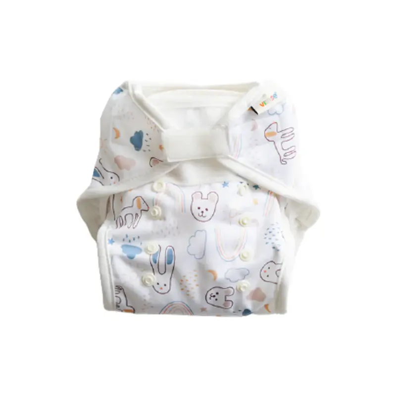 Vimse Baby Diaper Cover, White Teddy
