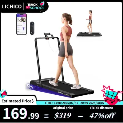 8.7MPH LICHICO Treadmill with 4-Level Incline, Flat/Incline Modes, Remote Control, Quiet Motor, Stable 2-in-1 Running Machine...