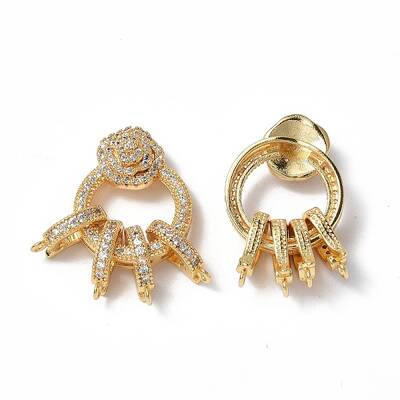 Brass Micro Pave Clear Cubic Zirconia Fold Over Clasps
