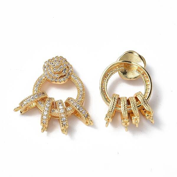 Brass Micro Pave Clear Cubic Zirconia Fold Over Clasps