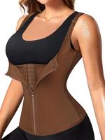 Women's Solid Color Hook & Eye Front Shapewear Tank Top, High Stretch Shaper, Body Shapewear, Tummy Control Shapewear for Dai...