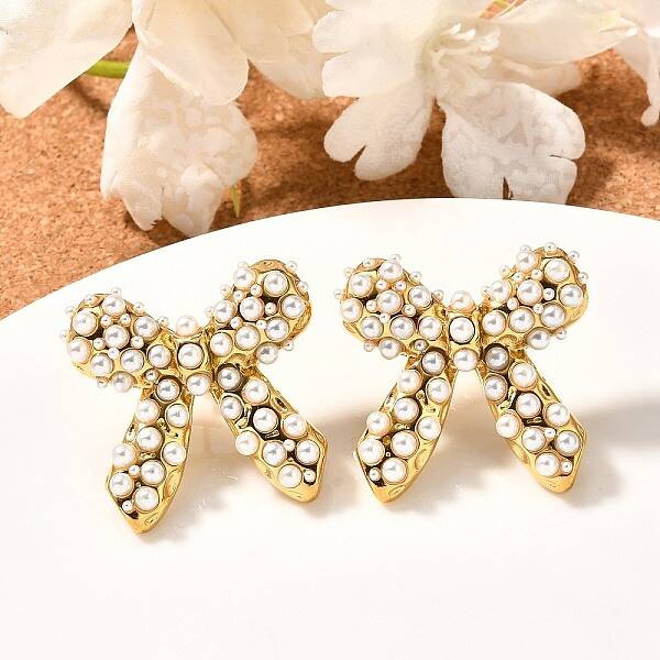 304 Stainless Steel Bowknot Stud Earrings