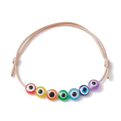 Resin Evil Eye Braided Bead Bracelet