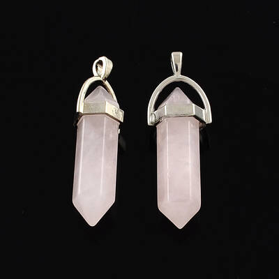 Natural Rose Quartz Stone Pendants with Alloy Findings
