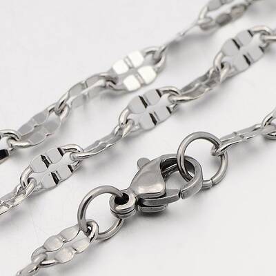 Tarnish Resistant 304 Stainless Steel Dapped Cable Chain Necklaces