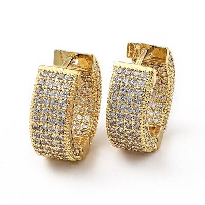 Clear Cubic Zirconia Hinged Hoop Earrings