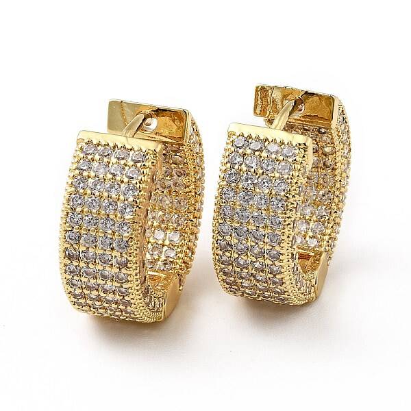 Clear Cubic Zirconia Hinged Hoop Earrings