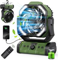 Portable Camping Fan Rechargeable 20000mAh Battery Operated Oscillating Fan with LED Lantern, Head Rotation, Hook for Tents T...