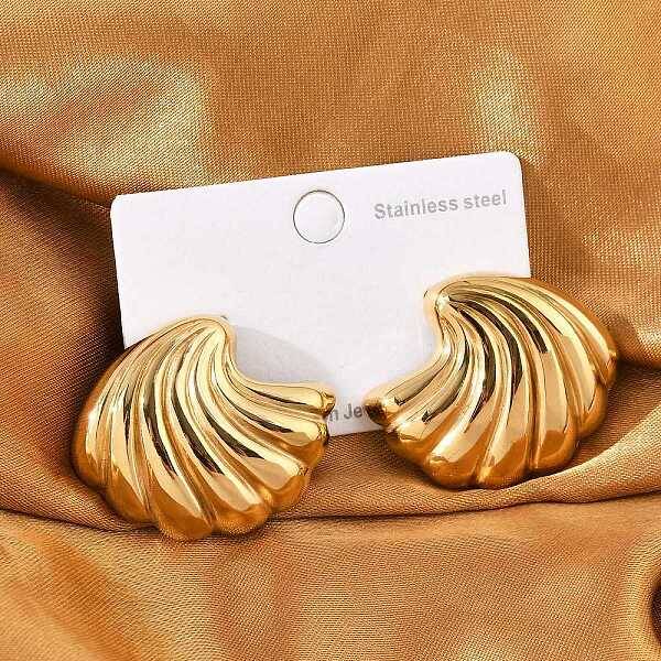 304 Stainless Steel Sea Wave Stud Earrings