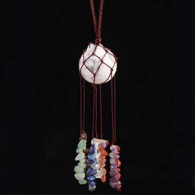 Round Natural Howlite Pouch Pendant Decorations