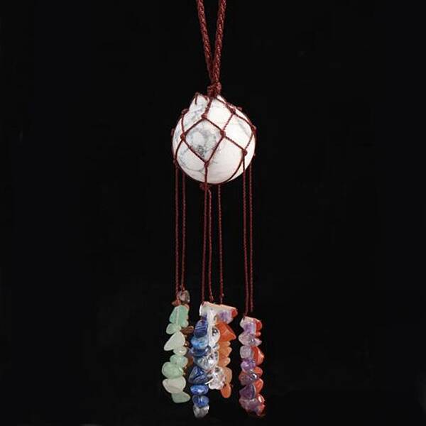 Round Natural Howlite Pouch Pendant Decorations