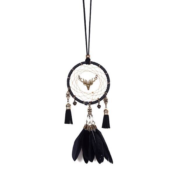 Woven Net/Web with Feather Pendant Decorations