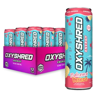 EHPlabs OxyShred Energy Drink 12 Pack 355ml Sugar Free Sport Beverage with Acetyl L-Carnitine Guarana & Green Tea Extract for...