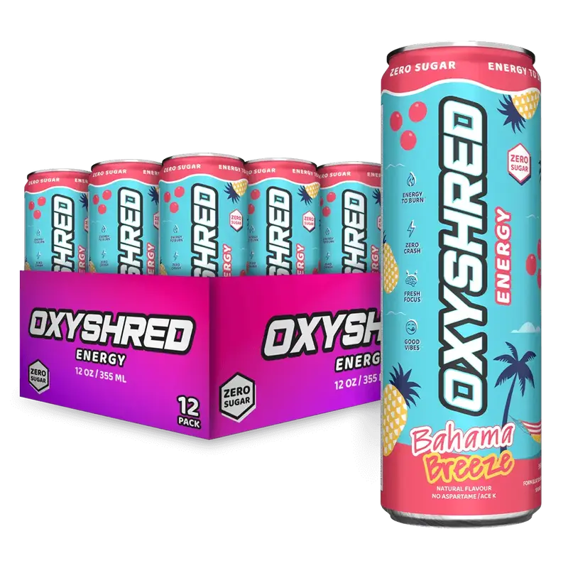 EHPlabs OxyShred Energy Drink 12 Pack 355ml Sugar Free Sport Beverage with Acetyl L-Carnitine Guarana & Green Tea Extract for...