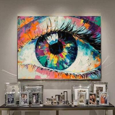 Oversize Frame Wall Art Eye Painting Colorful Painting Abstract Acrylic Painting Modern Painting On Canvas | THE SEEING EYE
