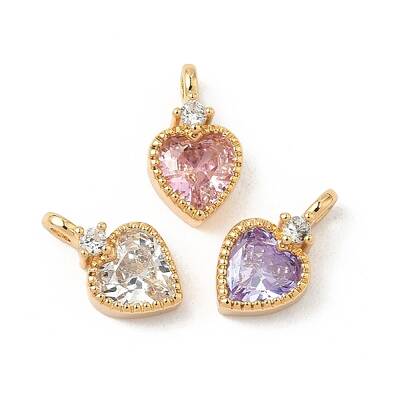 Brass Micro Pave Cubic Zirconia Charms