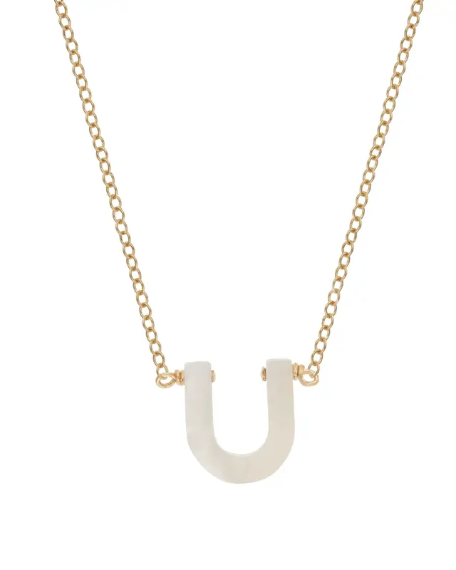 Dawn Initial Necklace | Metal Color: Gold | Style: U