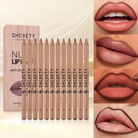Long Lasting Matte Lip Liner Set, 12pcs/set Natural Wooden Lip Liner Pencil, Easy Coloring Lipstick, Lipliner Suitable for Al...