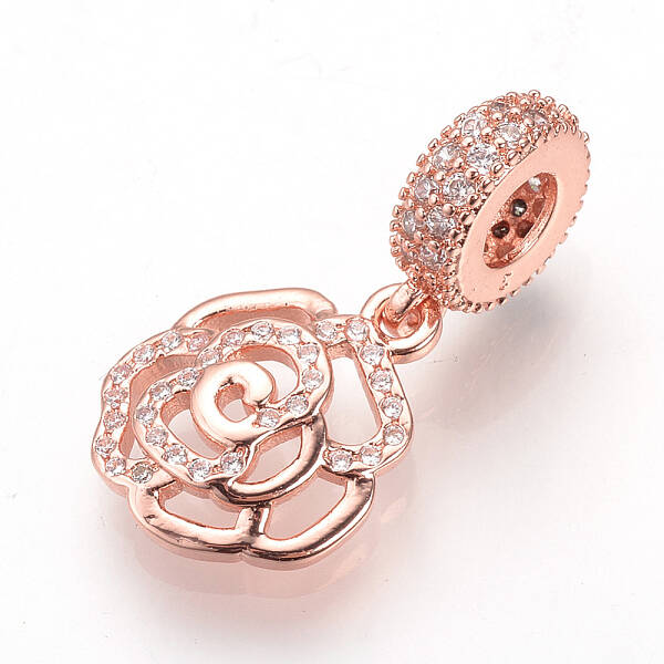 Brass Micro Pave Cubic Zirconia European Dangle Charms