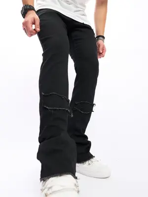 Men's Plain Raw Trim Pocket Jeans, Regular Fit Street Style Casual Comfy Medium Stretch Denim Trousers for Daily Wear, Fashio...