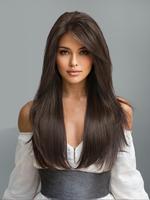 Brown Long Hair Straight Wigs for Women, Gorgeous Fluffy Glueless Ready To Wear Wig without Bangs, Synthetic Lace Front Wigs ...