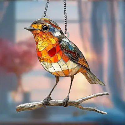 Bird Design Sun Catcher, Creative Colorful Bird Design Hanging Ornament, Garden Decoration for Home Garden, Ideal Gift for An...